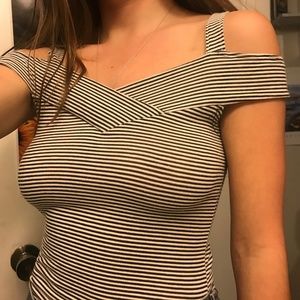 Top Chic Striped Black and White Bodysuit